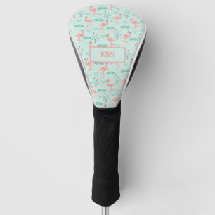 Flamingo's Monogram Tropical Bird Pink Green Golf Head Cover