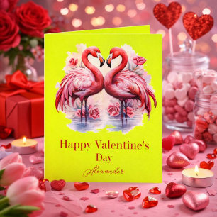Flamingos Neon Color Valentine's Day Card