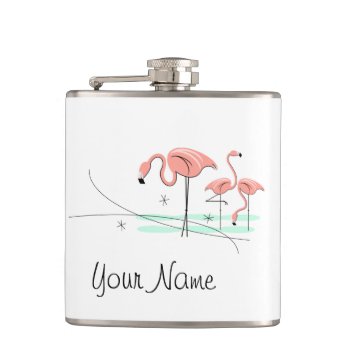Flamingos Ocean Trio 3 Name Wrapped Flask by QuirkyChic at Zazzle