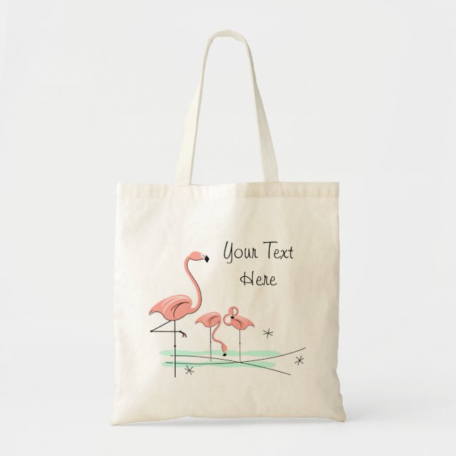 Flamingos Ocean Trio 4 'Text' tote bag (Front)
