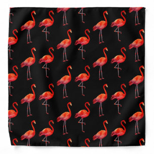Flamingos on Black Bandana