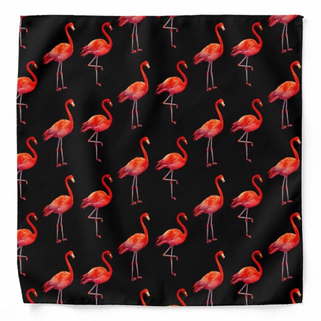 Flamingos on Black Bandana (Front)