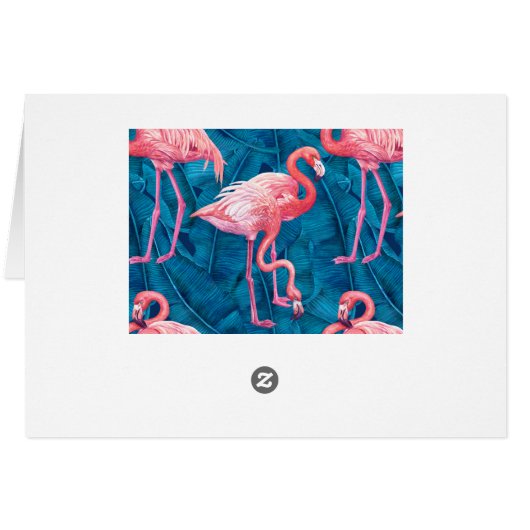 Flamingos on blue banana leaves (Back Horizontal)