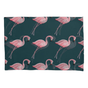 Flamingos on blue, vintage seamless pattern. pillow case