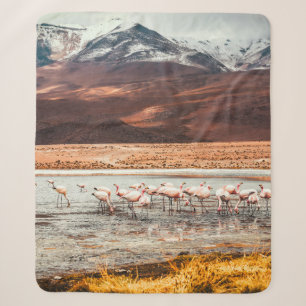 FLAMINGOS ON BODY OF WATER SHERPA BLANKET