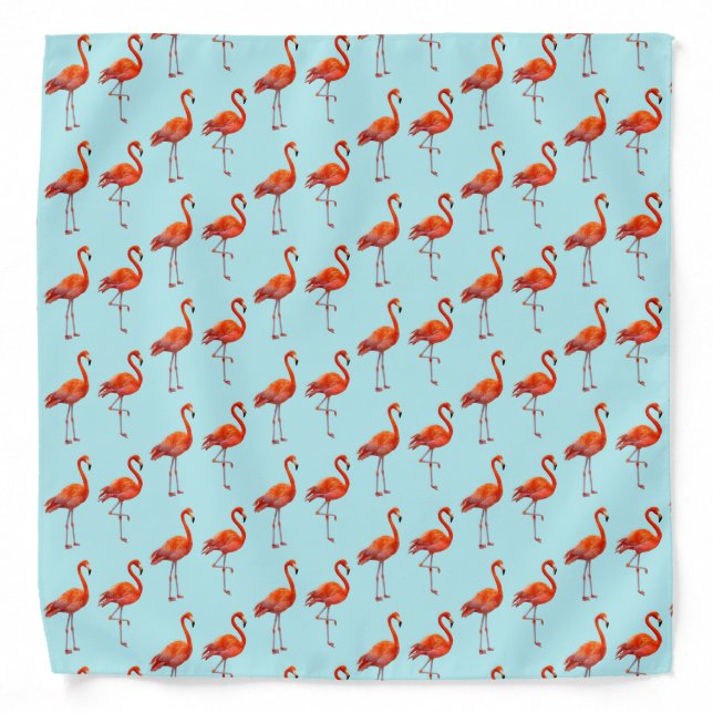 Flamingos on Light Blue Bandana (Front)