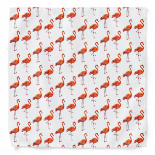 Flamingos on White Bandana