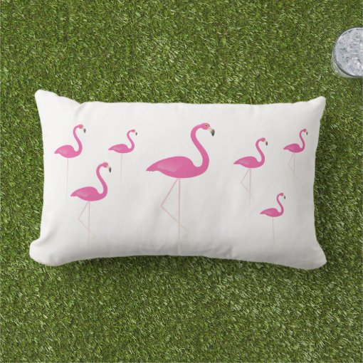 Flamingos on White Outdoor Pillow Zazzle