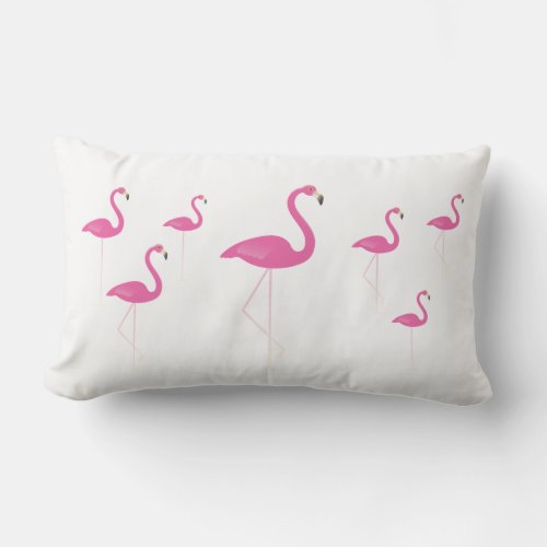 Flamingos on White _ Outdoor Pillow