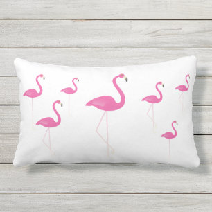 Flamingos on White - Outdoor Pillow
