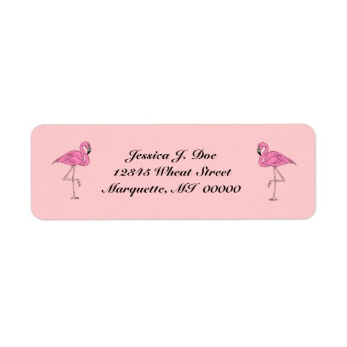 Flamingos pair of pink Return Address Labels