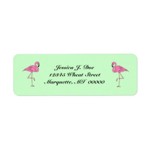 Flamingos pair of pink Return Address Labels