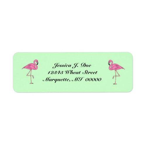 Flamingos pair of pink Return Address Labels