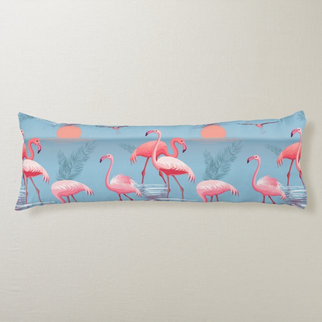 Flamingos Pattern 1 Body Pillow (Front)