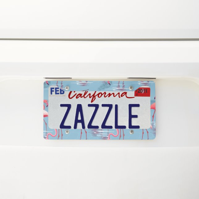 Flamingos Pattern 1 License Plate Frame (On Car)