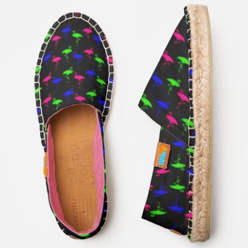 Flamingos Pattern in Bold Neon Colors Espadrilles