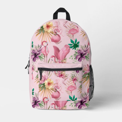 Flamingos Pattern   Printed Backpack
