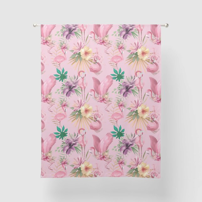 Flamingos Pattern Sheer Curtains (Front)