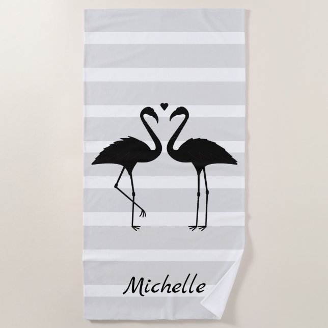 Flamingos Personalized Beach Towel (Front)