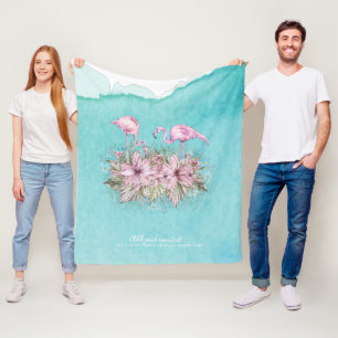 FLAMINGOS Personalized Fleece Blanket