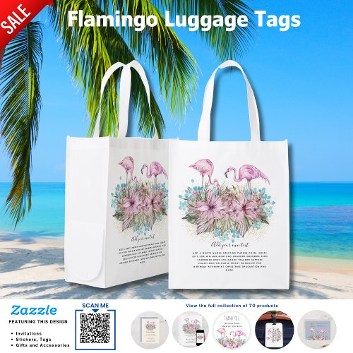 FLAMINGOS Personalized Grocery Bag