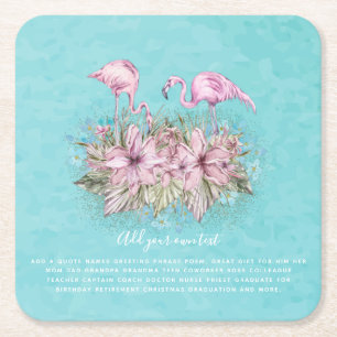 FLAMINGOS Personalized Square Paper Coaster
