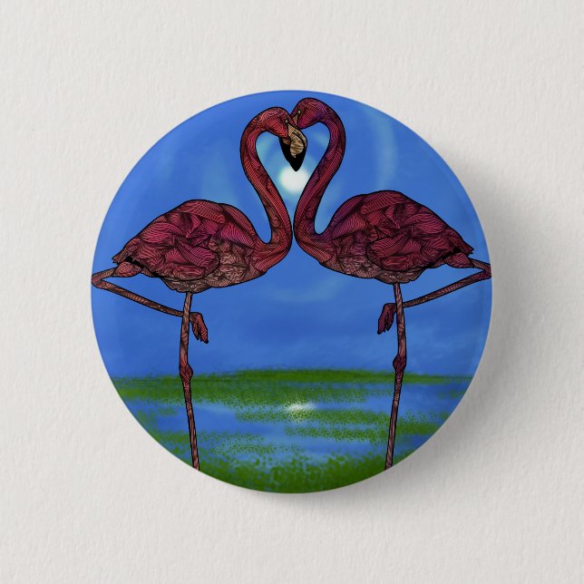 Flamingos Pinback Button (Front)