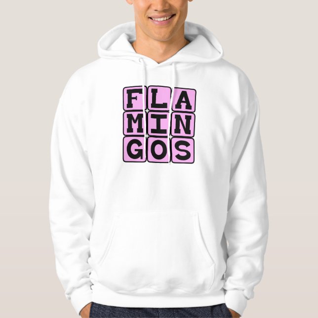 Flamingos, Pink Bird Hoodie (Front)