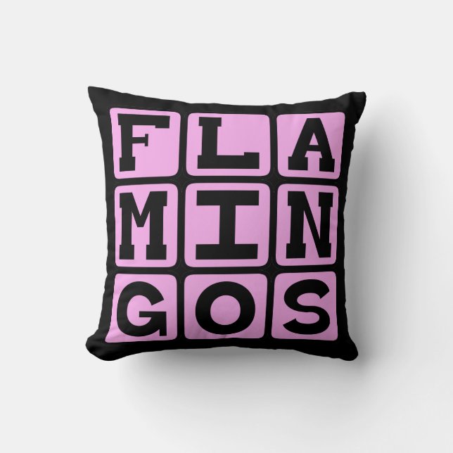 Flamingos, Pink Bird Throw Pillow (Front)