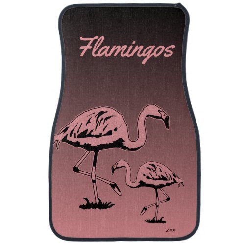 Flamingos Pink Black Sunset Car Floor Mat