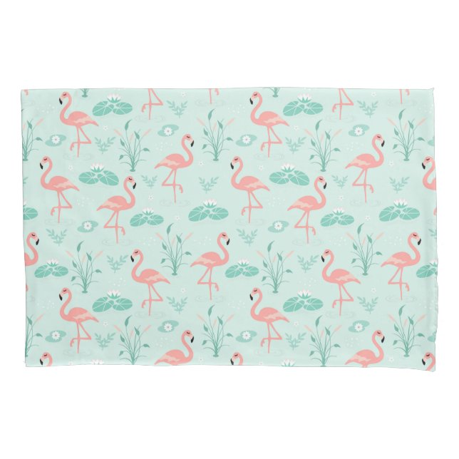 Flamingos Pink Green Tropical Birds Trendy  Pillow Case (Front)