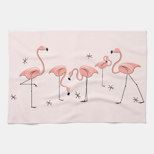 Flamingos Pink Group kitchen towel (Horizontal)