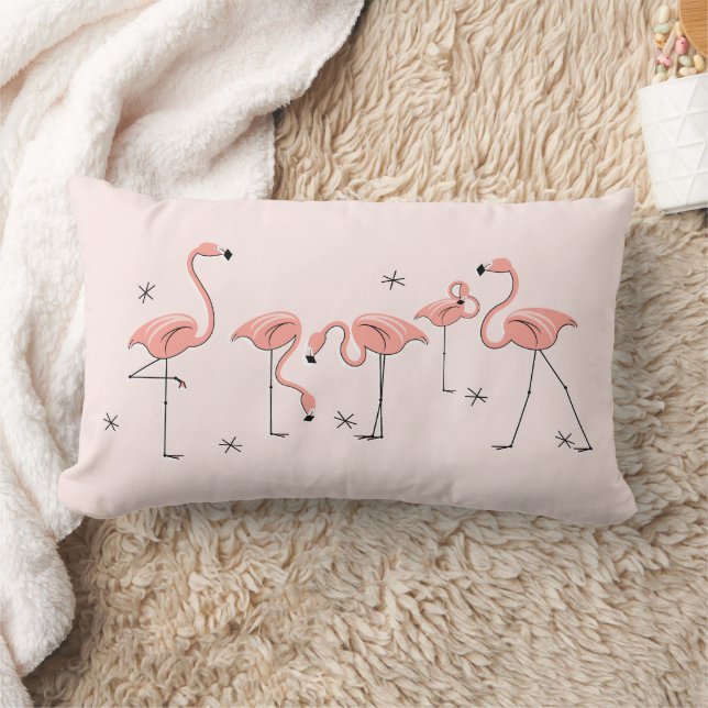 Flamingos Pink Group lumbar Pillow (Blanket)
