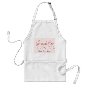 Flamingos Pink Group Text Apron by QuirkyChic at Zazzle