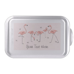 Flamingos Pink Group text cake pan