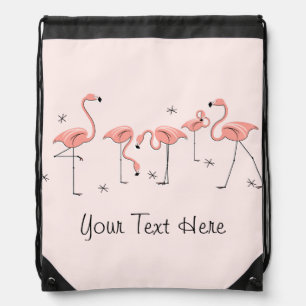 Flamingos Pink Group 'Text' drawstring backpack