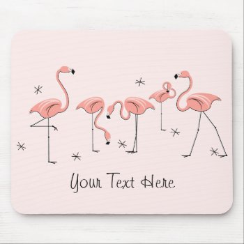 Flamingos Pink Group "text" Mousepad by QuirkyChic at Zazzle