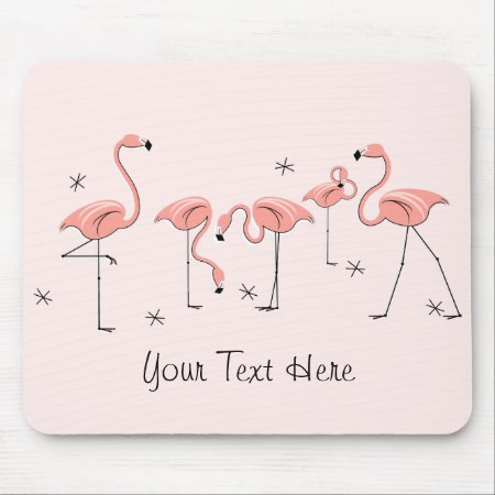Flamingos Pink Group "text" Mousepad