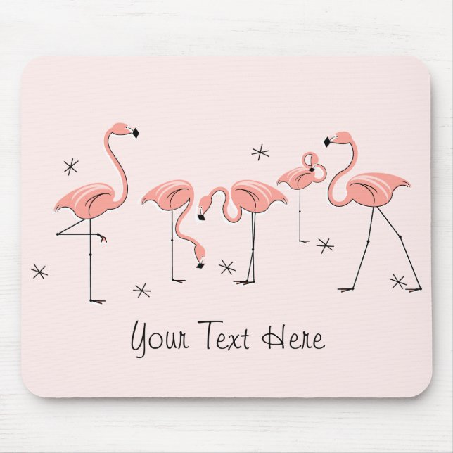 Flamingos Pink Group "Text" mousepad (Front)
