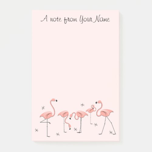 Flamingos Pink Group Text Post_it Notes