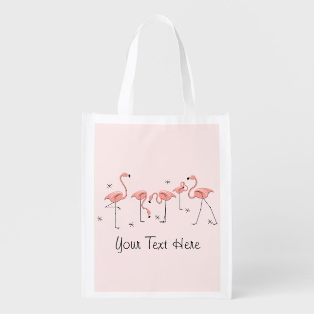Flamingos Pink Group 'Text' reusable bag (Front)
