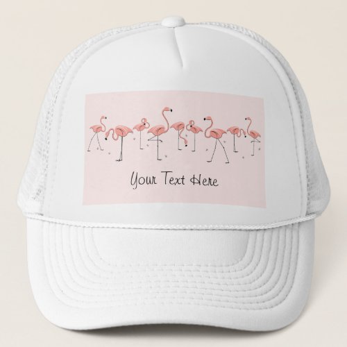 Flamingos Pink group Text trucker hat