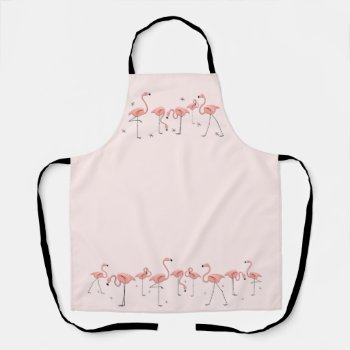 Flamingos Pink Line Apron by QuirkyChic at Zazzle