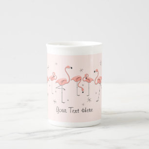Flamingos Pink Line Text bone china mug