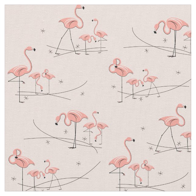 Flamingos Pink Multi fabric (Close Up)