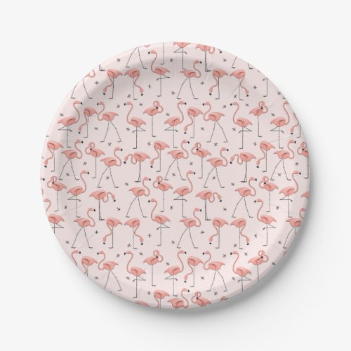 Flamingos Pink paper plate