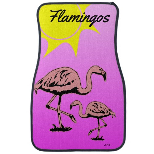 Flamingos Pink Purple Sunset Sun 2 Car Floor Mat