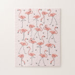 Flamingos Pink puzzle<br><div class="desc">Stylish design with a retro touch featuring flamingos and stars on a pink background. A customizable design for you to personalise with your own text, images and ideas. An original digital art image created by QuirkyChic.</div>