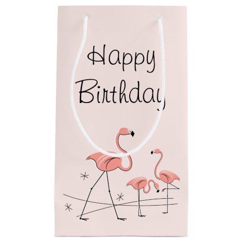 Flamingos Pink Trio 2 Happy Birthday small Small Gift Bag
