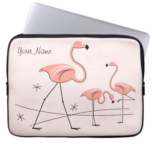 Flamingos Pink Trio 2 Name laptop sleeve